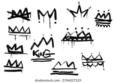 Clip Art Crown Drawing With Texture. Graffiti And Street Art Style. Isolated On White