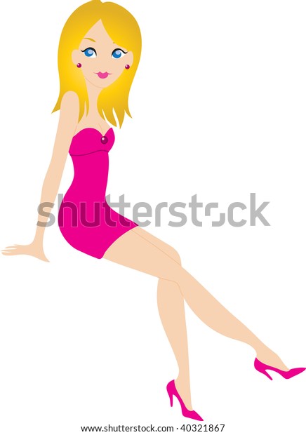 Clip Art Illustration Blonde Woman Pink Stock Illustration 40321867 Shutterstock 3037