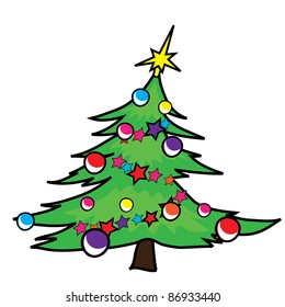 Clip Art Illustration Of A Crooked Little Christmas Tree.