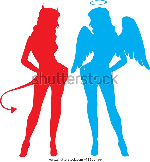 セクシーな天使と悪魔の女性のクリップアートイラスト のイラスト