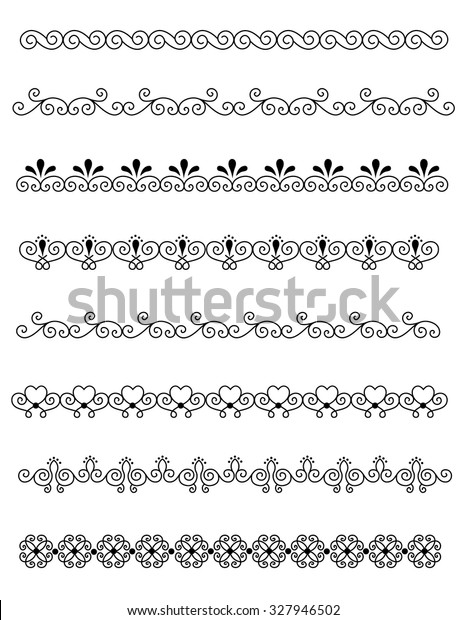 Clip art / line art collection of different\
decorative page dividers /\
border