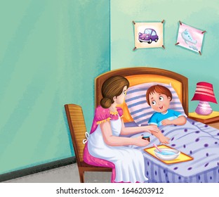 Clip Art Mother Giving Food Her Stock Illustration 1646203912 ...