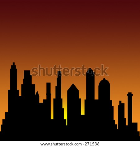 Clipart Buildings Against Redorange Background Stock Illustration ...