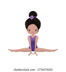 Clipart Cute African American Girl Gymnast Gym. Illustration: Beautiful Cute Little Gymnast.