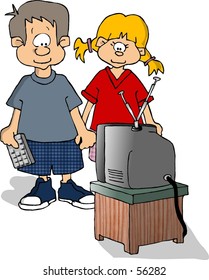 2 Girls Watching Tv Stock Illustrations, Images & Vectors | Shutterstock