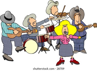 Clipart Illustration Of A Country Western Band