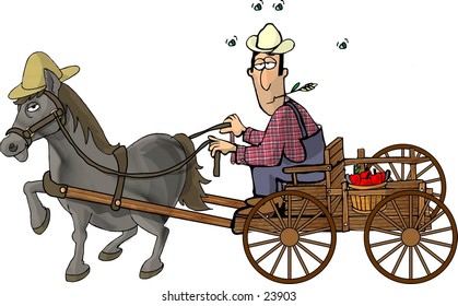 Clipart Illustration Farmer Horse Drawn Wagon Stock Illustration 23903 |  Shutterstock