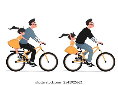 Clipart illustration of a father and his son cycling - Powered by Shutterstock