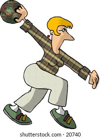 Clipart illustration of a female bowler