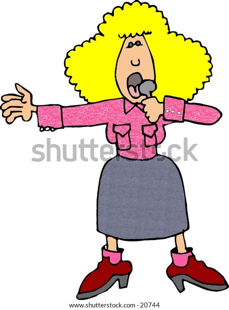 Clipart Illustration Female Country Western Singer Stock Illustration 20744