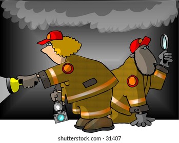 Clipart Illustration Of Fire Investigators