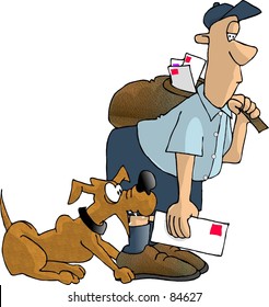 Clipart Illustration Of A Mail Carrier And A Dog