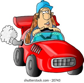 Clipart Illustration Man Driving Red Race Stock Illustration 20743 ...