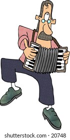 Clipart illustration of a man playing the accordion.