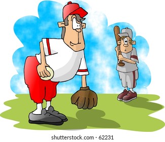 Clipart Illustration Two Boys Playing Baseball Stock Illustration 62231 ...