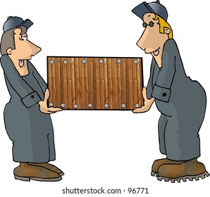 Clipart Illustration Of Two Men Carrying A Box