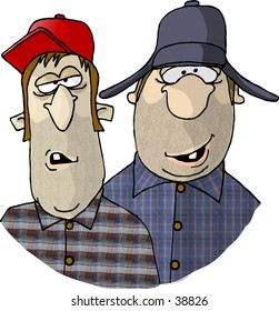 Clipart illustration of two rednecks