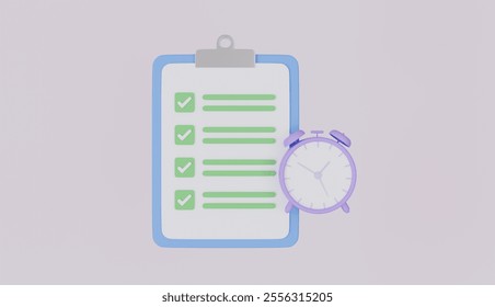 Clipboard checklist with clock, quick questionnaire, deadline checklist, Deadline day warning, reminder list concept - Powered by Shutterstock