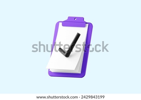 Clipping Board Document Approve 3D Illustration