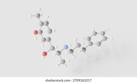 cliropamine molecule 3d, molecular structure, ball and stick model, structural chemical formula cardiac stimulants
