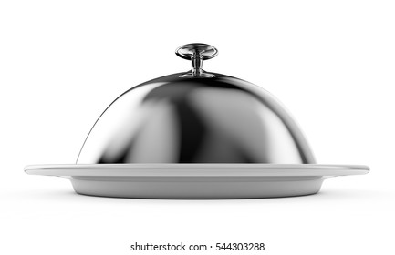 Cloche On Plate Isolated On White 3d Render