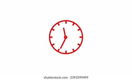 Clock in 12 hour loop. Clock with moving arrows on white background.