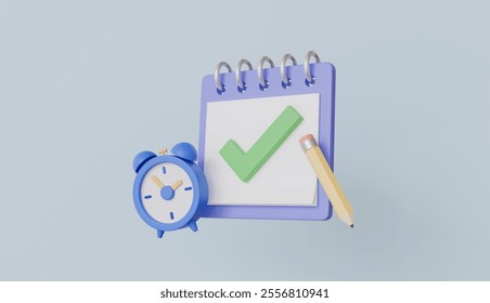 Clock and checklist, Office work and effective deadline management concept