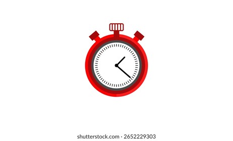 Clock Counting Down 24 Hour Day Fast Speed. Digital clock icon with moving red color circle. white background 4k illustration.	
