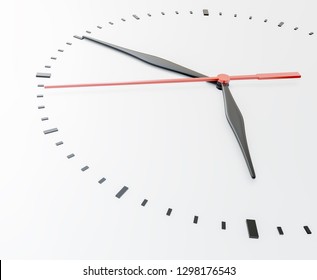 Clock face. Perspective view. Isolated on white background. 3D illustration