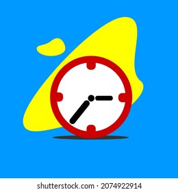 Clock flat art.Clock icon in flat style, timer on color background.