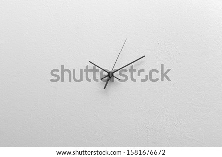 Clock hands on a blank dial without numbers on a white background. Creative conceptual illustration with copy space. 3D rendering