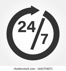 Clock icon. Organization work schedule 24 7.Pictogram for design,illustration