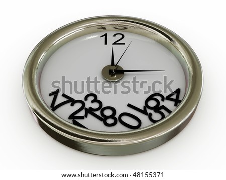 Clock with numbers have fallen. 3D