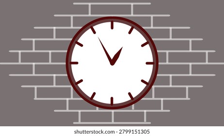 Clock on a brick wall background. This clock on a brick wall serves as a realistic background. Clock on a brick wall for home and decor themes.