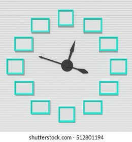 Clock with photo frame,3D render