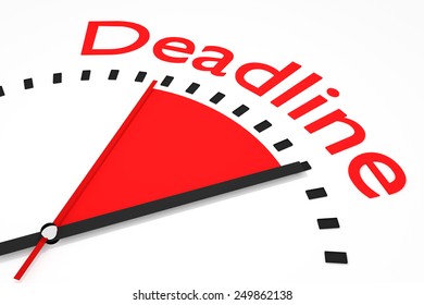 clock with red seconds hand area deadline 3d illustration 