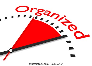 clock with red seconds hand area organized 3d illustration 