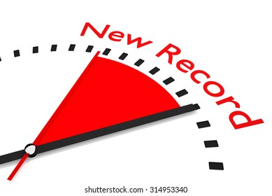 Clock With Red Seconds Hand Area New Record 3d Illustration 