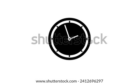 Clock running icon. Time concept 2d clock .Digital clock sign in black and white circle 4k illustration.