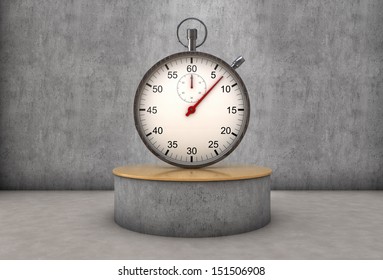 Clock standing in a exhibitor