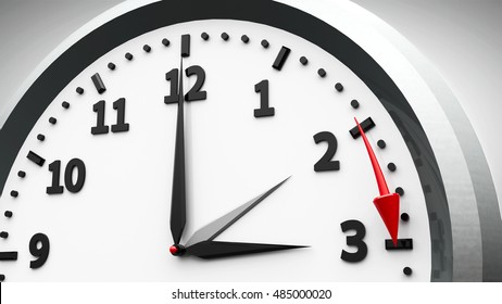 Clock switch to summer time (daylight saving time begins) isolated on a white, three-dimensional rendering, 3D illustration - Powered by Shutterstock