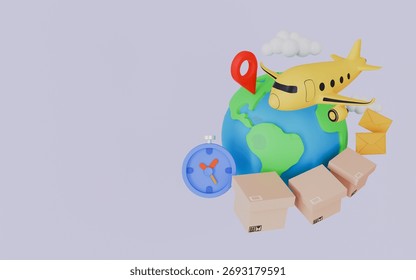 Clock timer and pin locator, Express package delivery service concept