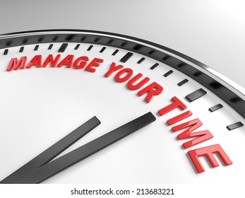 Clock with words manage your time on its face