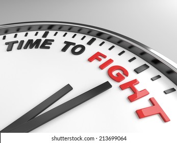 Clock with words time to fight on its face