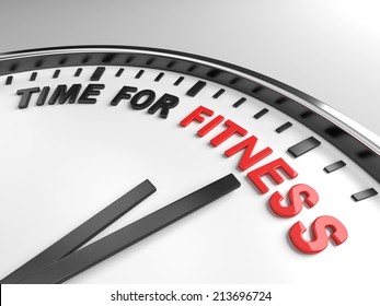 Clock with words time for fitness on its face