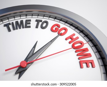 Clock with words time to go home on its face