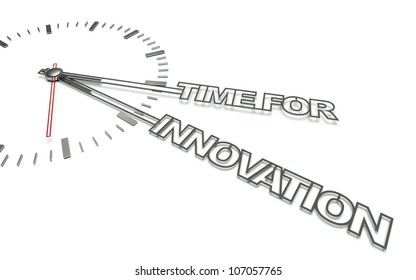 Clock with the words Time for innovation, concept of change