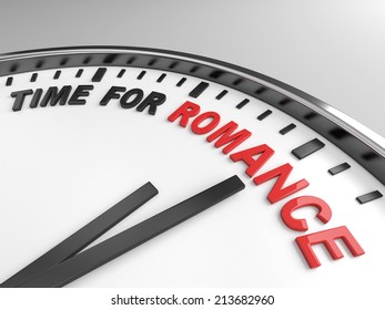 Clock with words time for romance on its face