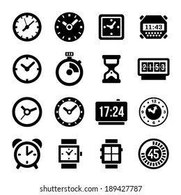 Clocks Icons Set on White Background