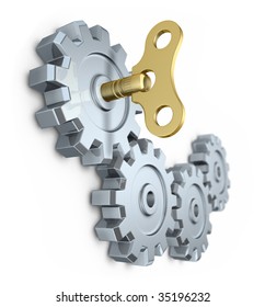 Clockwork Key In The Gear Mechanism